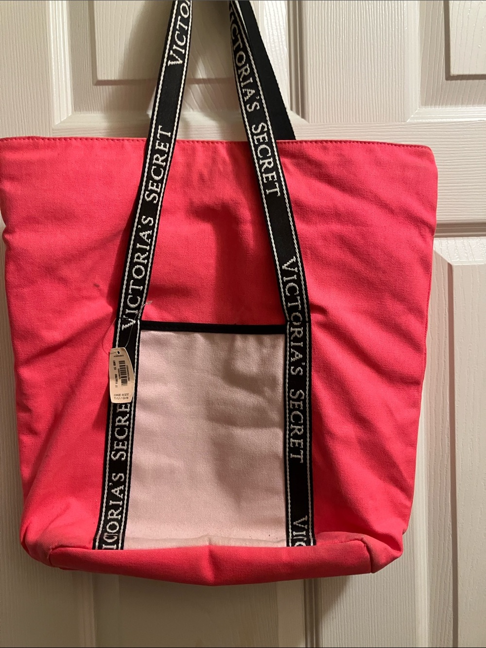 Vintage Victoria's Secret Pink Canvas Tote Bag with Contrast Pocket